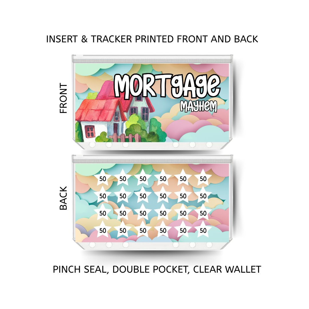 MORTGAGE savings double insert & tracker plus a clear, twin pocket, pinch seal wallet