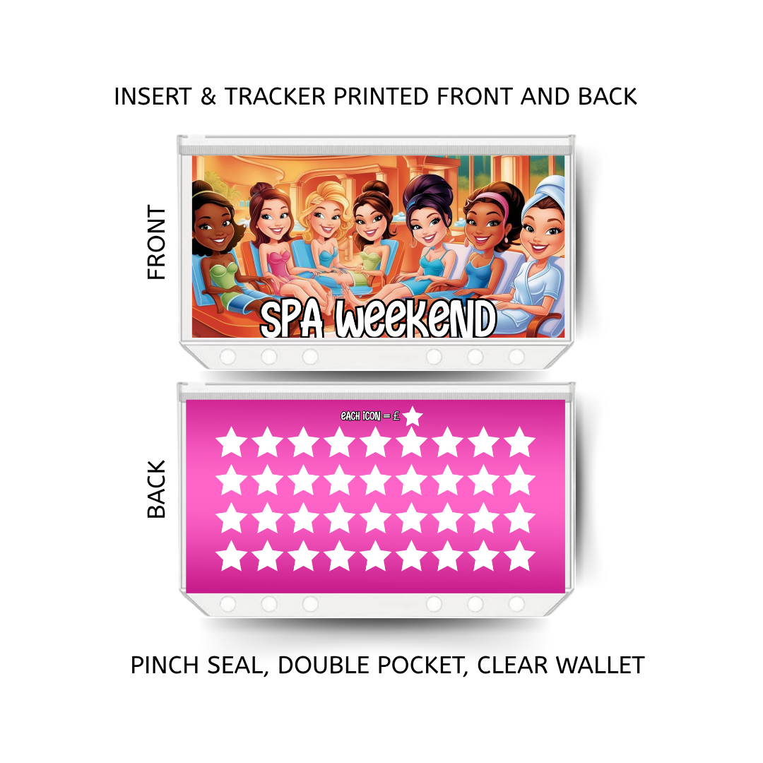 SPA WEEKEND  savings double insert & tracker plus a clear, twin pocket, pinch seal wallet
