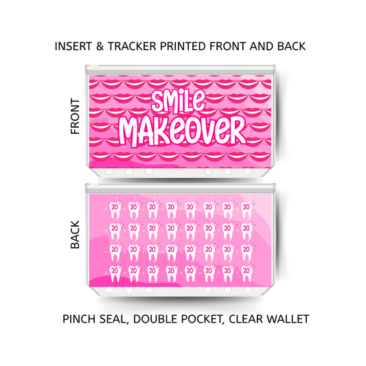 SMILE MAKEOVER savings double insert & tracker plus a clear, twin pocket, pinch seal wallet