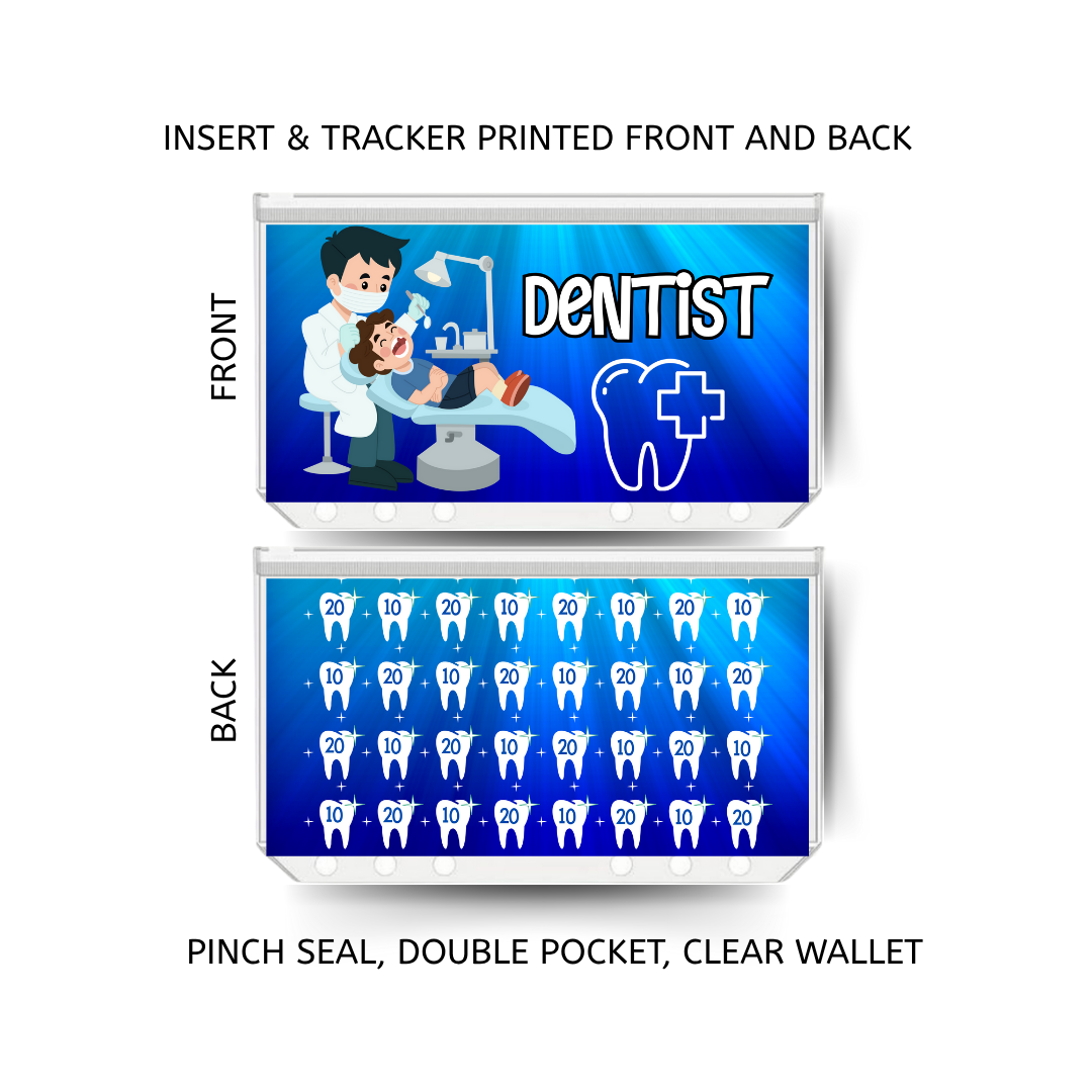 DENTIST savings double insert & tracker plus a clear, twin pocket, pinch seal wallet