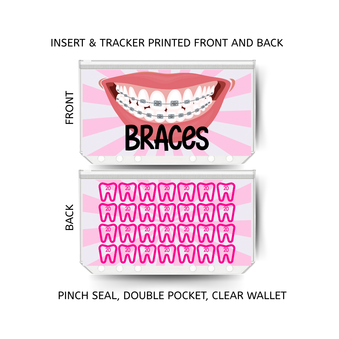BRACES savings double insert & tracker plus a clear, twin pocket, pinch seal wallet
