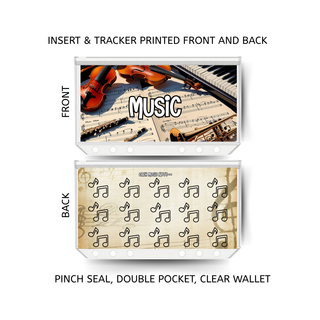 MUSIC LESSONS  savings double insert & tracker plus a clear, twin pocket, pinch seal wallet