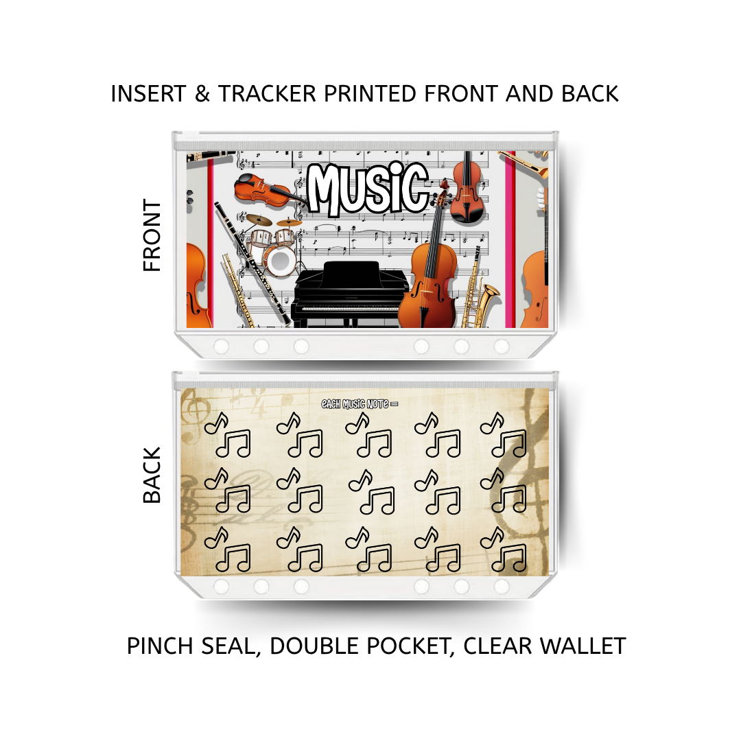 MUSIC LESSONS  savings double insert & tracker plus a clear, twin pocket, pinch seal wallet