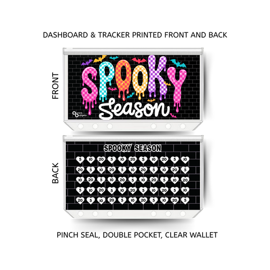 SPOOKY SEASON savings double insert & tracker plus a clear, twin pocket, pinch seal wallet for A6 binder
