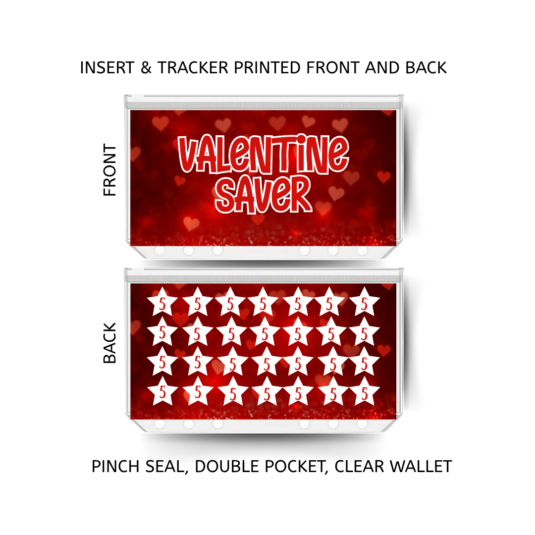 VALENTINE savings double insert & tracker plus a clear, twin pocket, pinch seal wallet