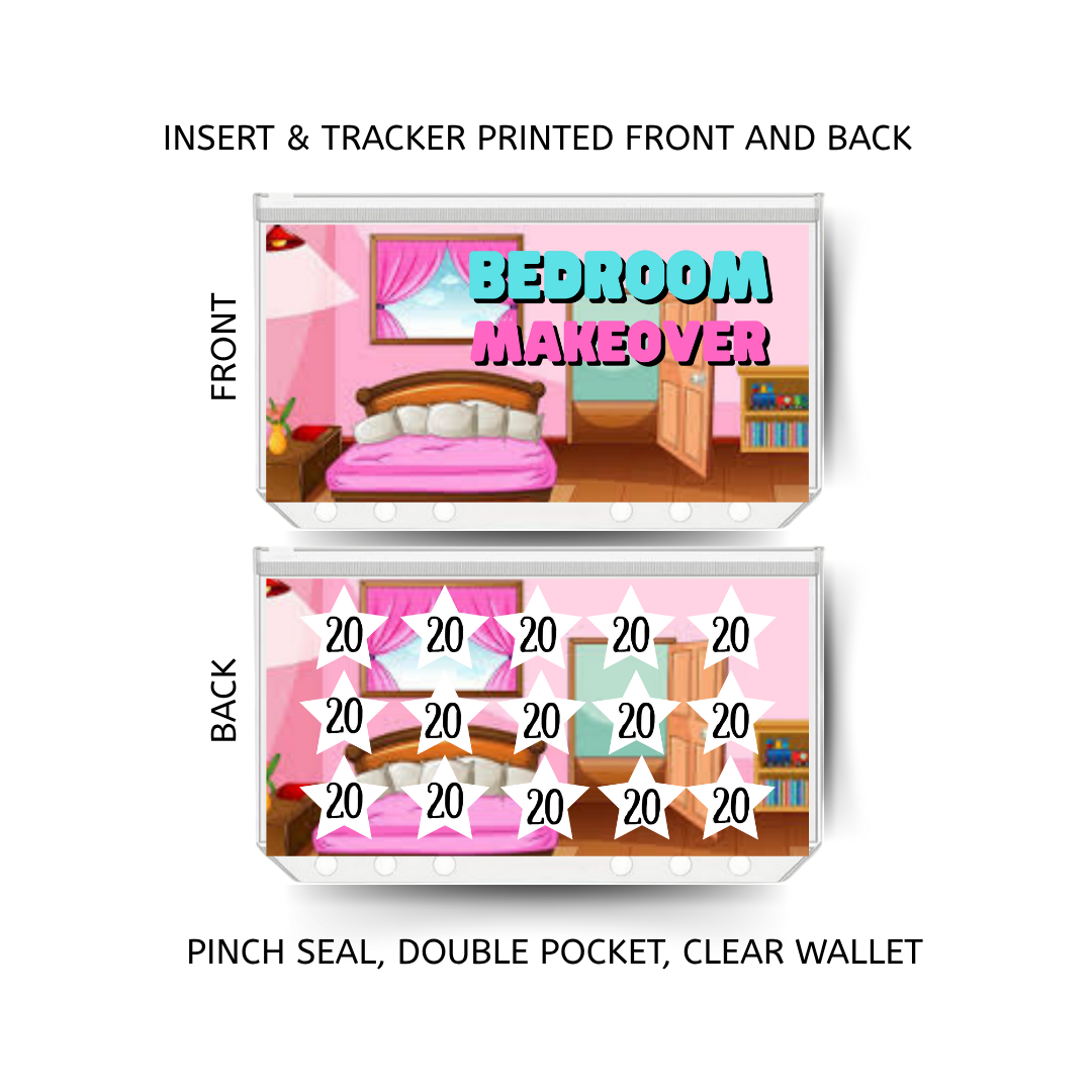BEDROOM MAKEOVER savings double insert & tracker plus a clear, twin pocket, pinch seal wallet