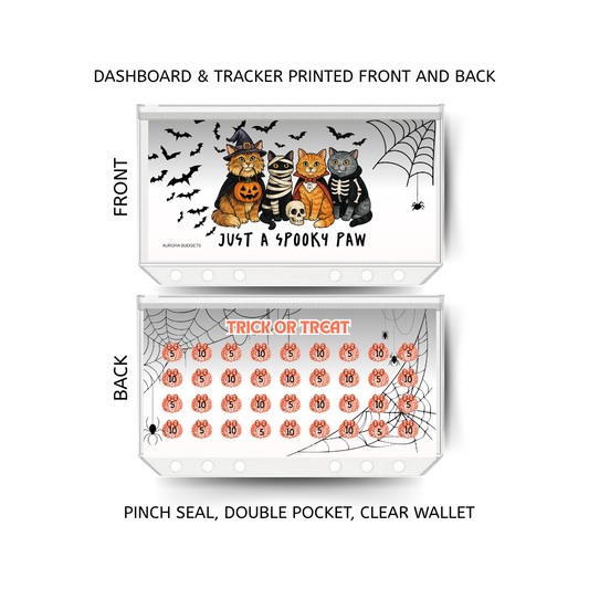 SPOOKY SEASON savings double insert & tracker plus a clear, twin pocket, pinch seal wallet for A6 binder