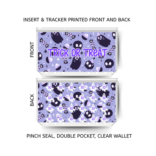 HALLOWEEN savings double insert & tracker plus a clear, twin pocket, pinch seal wallet