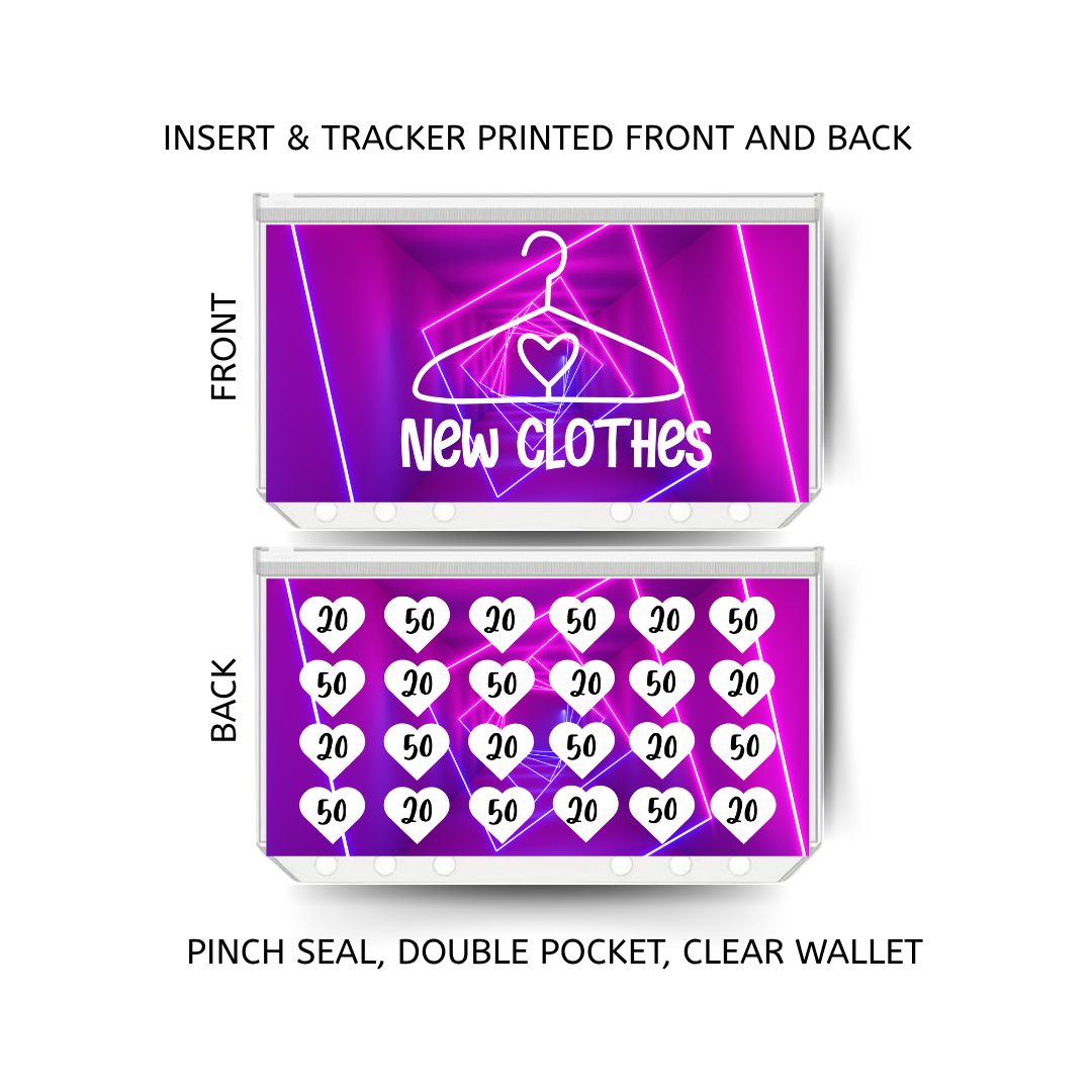 NEW CLOTHES savings double insert & tracker plus a clear, twin pocket, pinch seal wallet