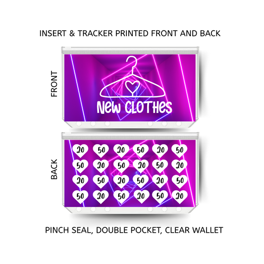 NEW CLOTHES savings double insert & tracker plus a clear, twin pocket, pinch seal wallet