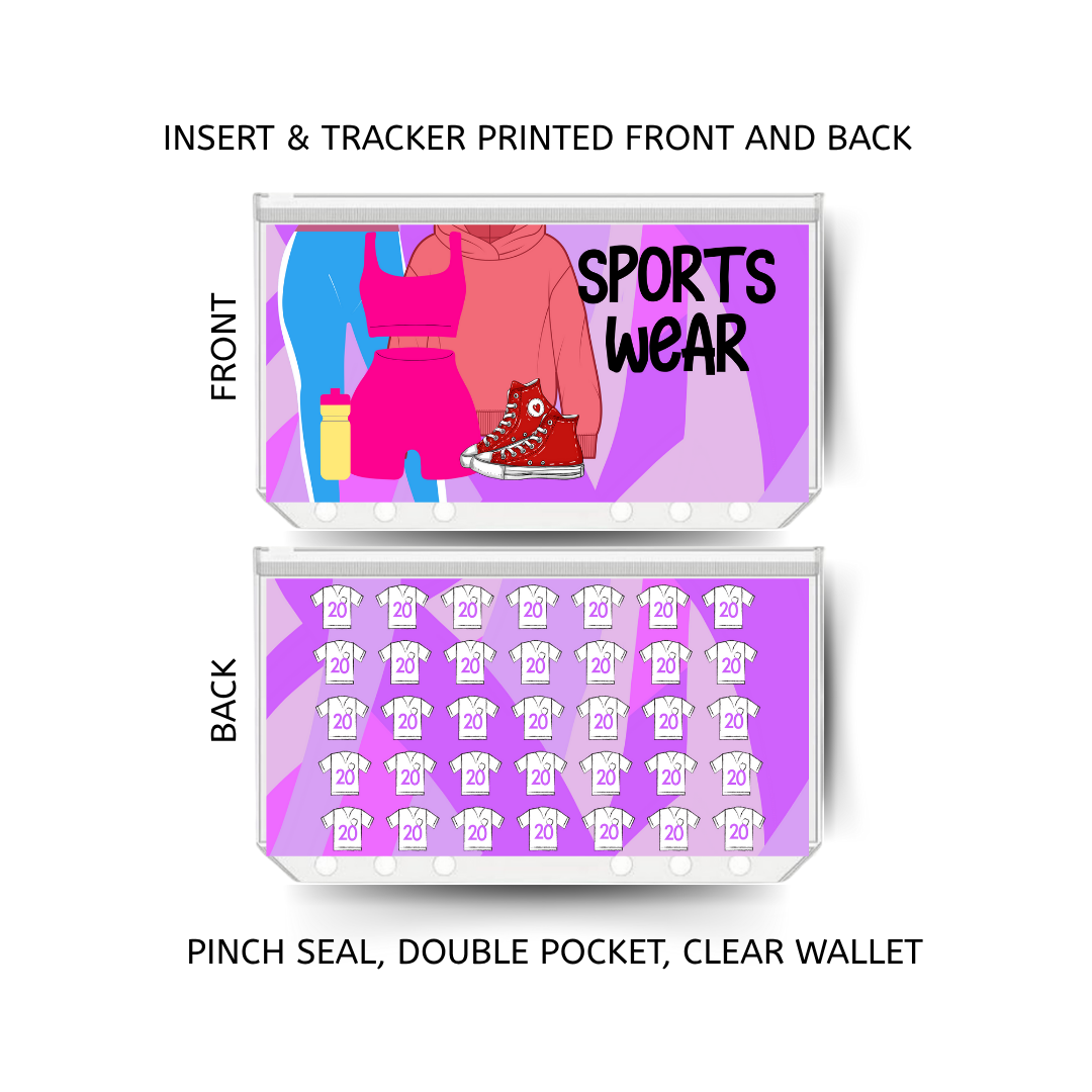 SPORTS WEAR savings double insert & tracker plus a clear, twin pocket, pinch seal wallet