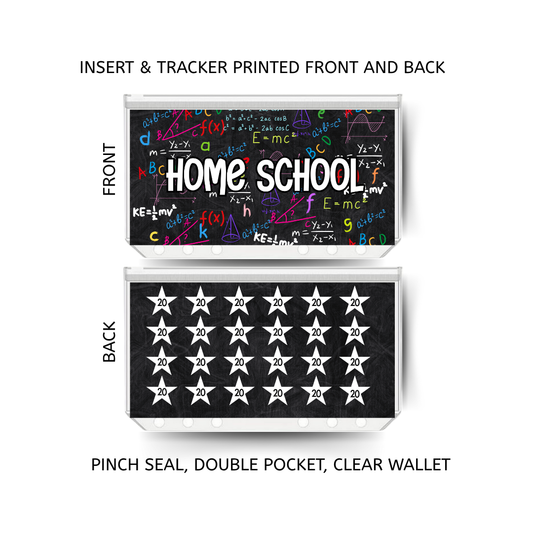 HOME SCHOOL savings double insert & tracker plus a clear, twin pocket, pinch seal wallet