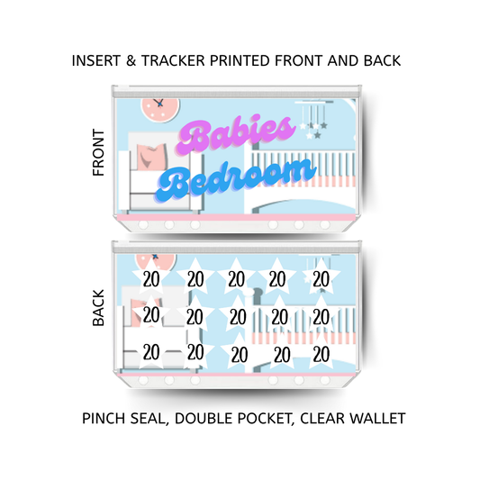BABIES BEDROOM savings double insert & tracker plus a clear, twin pocket, pinch seal wallet