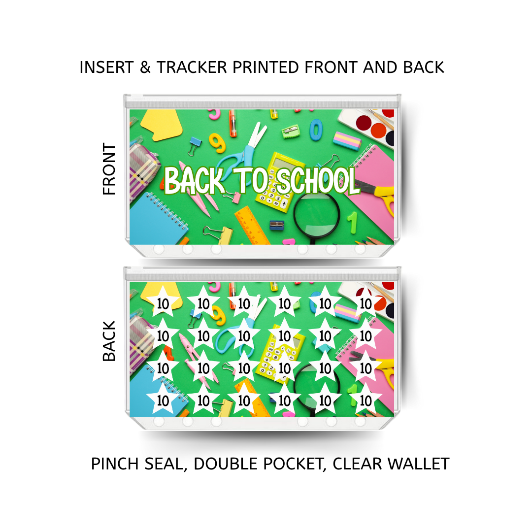 BACK TO SCHOOL savings double insert & tracker plus a clear, twin pocket, pinch seal wallet