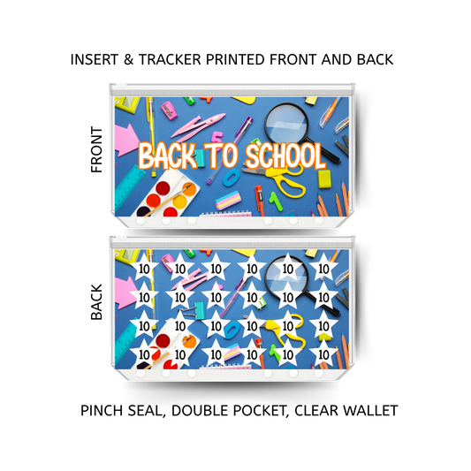 BACK TO SCHOOL savings double insert & tracker plus a clear, twin pocket, pinch seal wallet