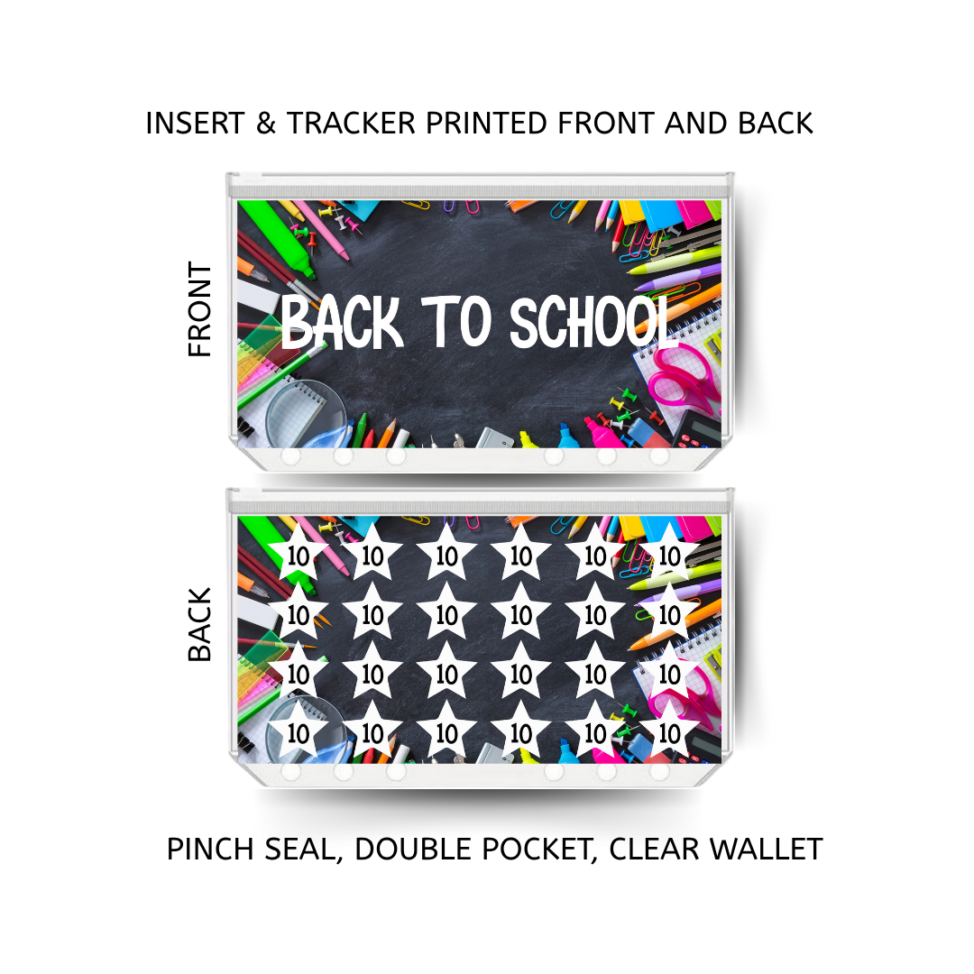 BACK TO SCHOOL savings double insert & tracker plus a clear, twin pocket, pinch seal wallet