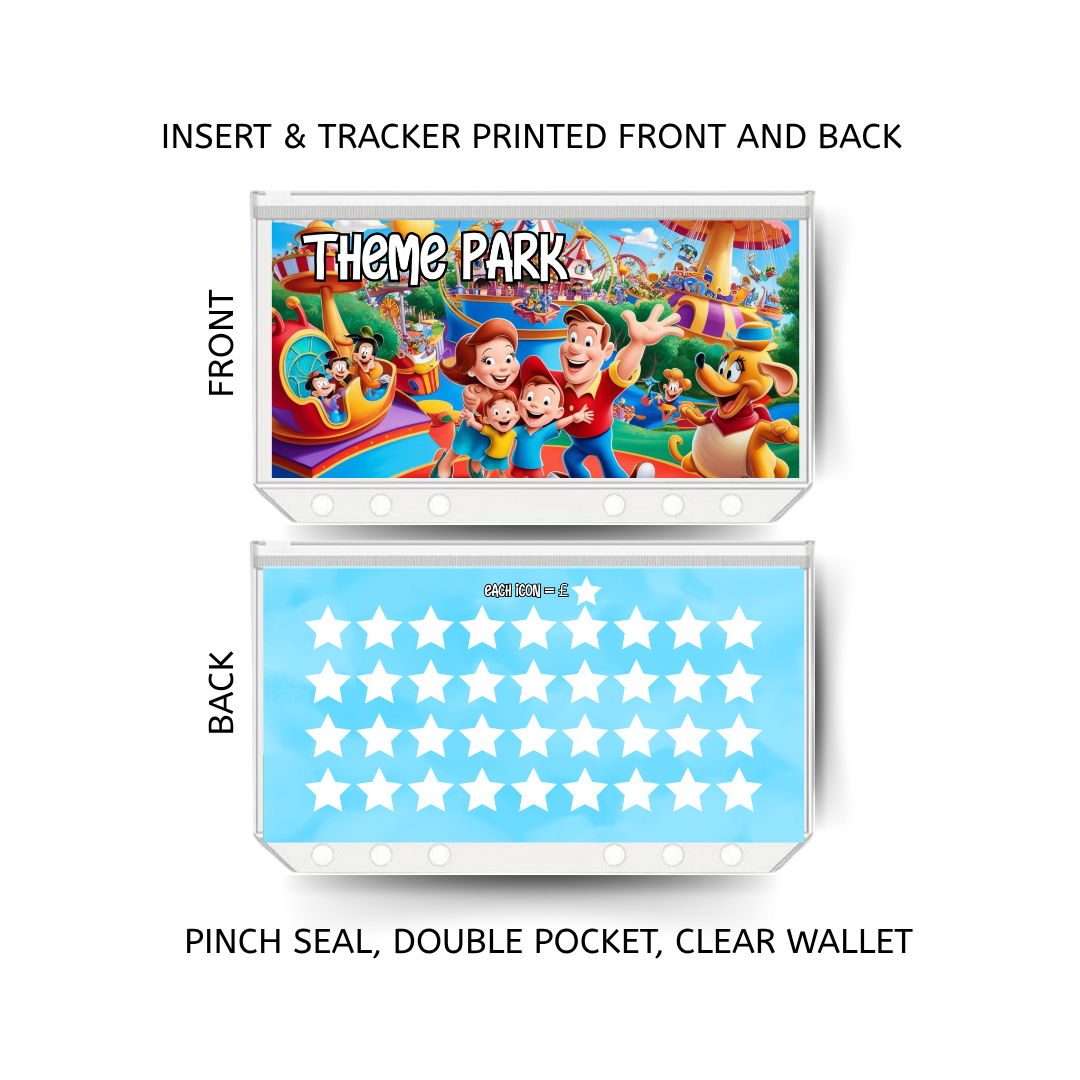 THEME PARK  savings double insert & tracker plus a clear, twin pocket, pinch seal wallet