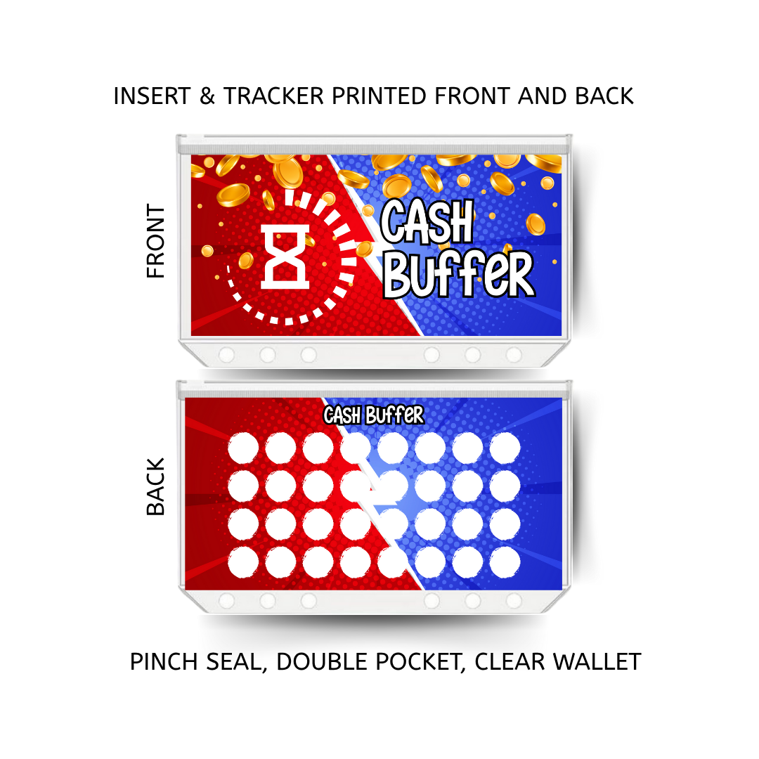 CASH BUFFER double insert & tracker plus a clear, twin pocket, pinch seal wallet
