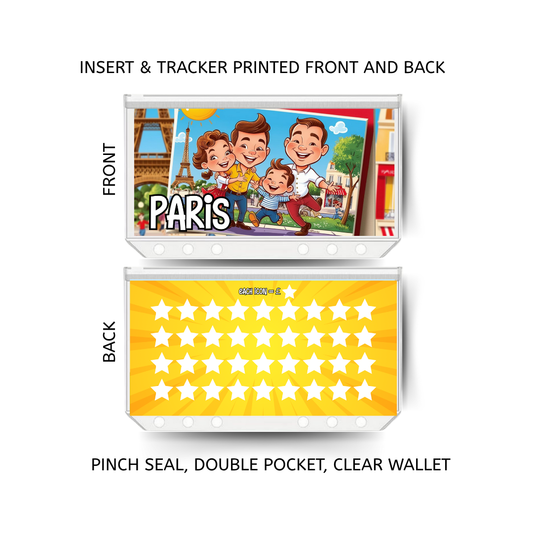 PARIS  savings double insert & tracker plus a clear, twin pocket, pinch seal wallet