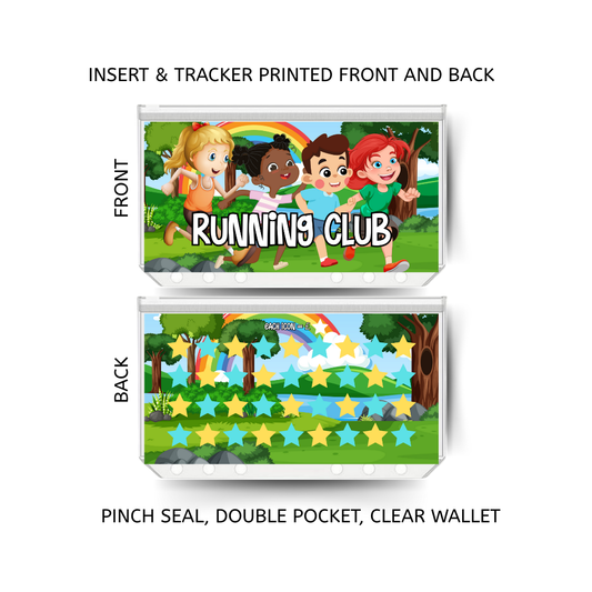 RUNNING CLUB savings double insert & tracker plus a clear, twin pocket, pinch seal wallet