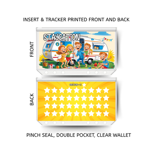 STAYCATION  savings double insert & tracker plus a clear, twin pocket, pinch seal wallet