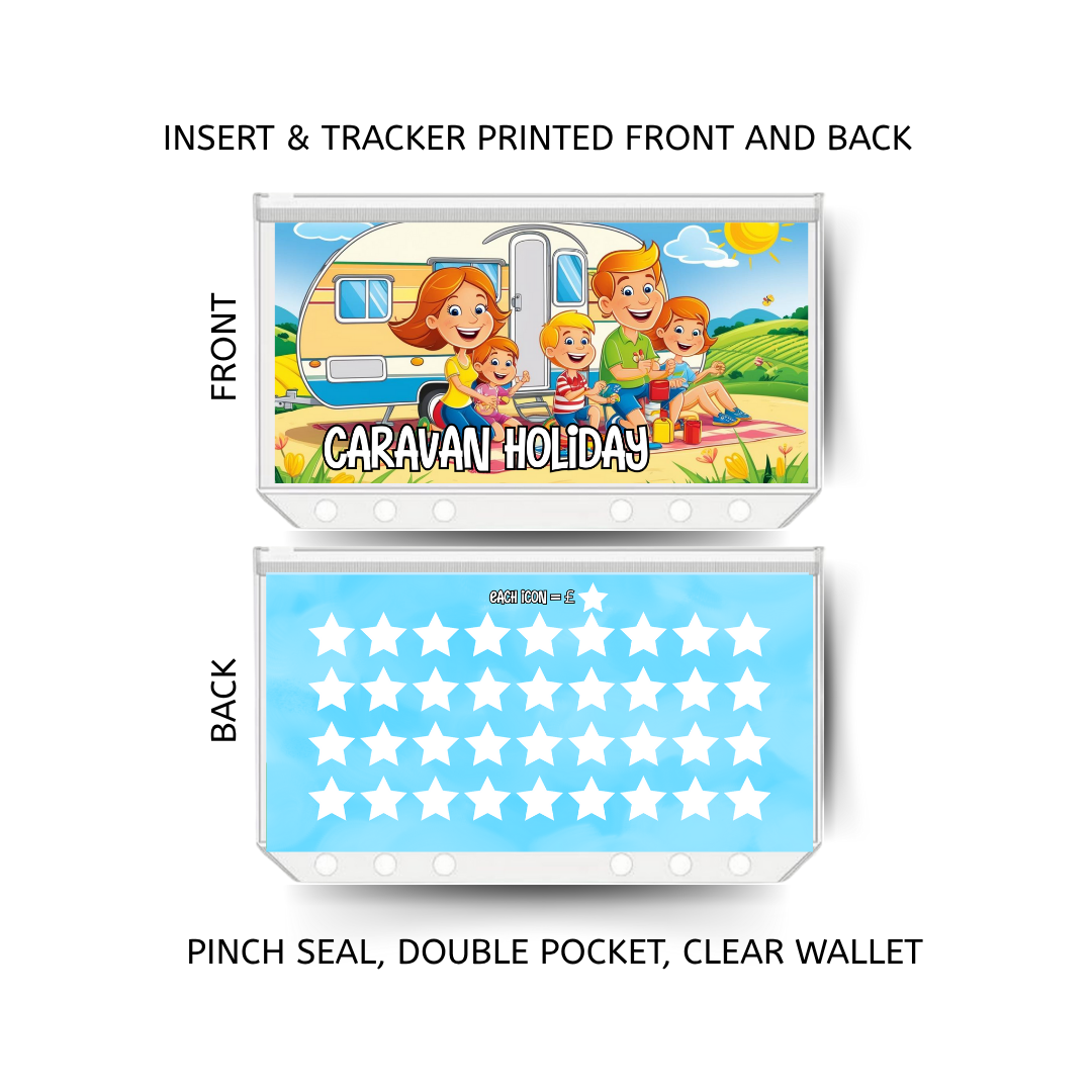 CARAVAN HOLIDAY savings double insert & tracker plus a clear, twin pocket, pinch seal wallet