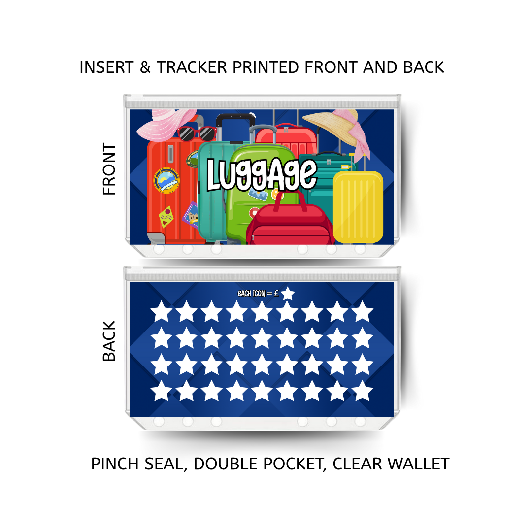 LUGGAGE savings double insert & tracker plus a clear, twin pocket, pinch seal wallet