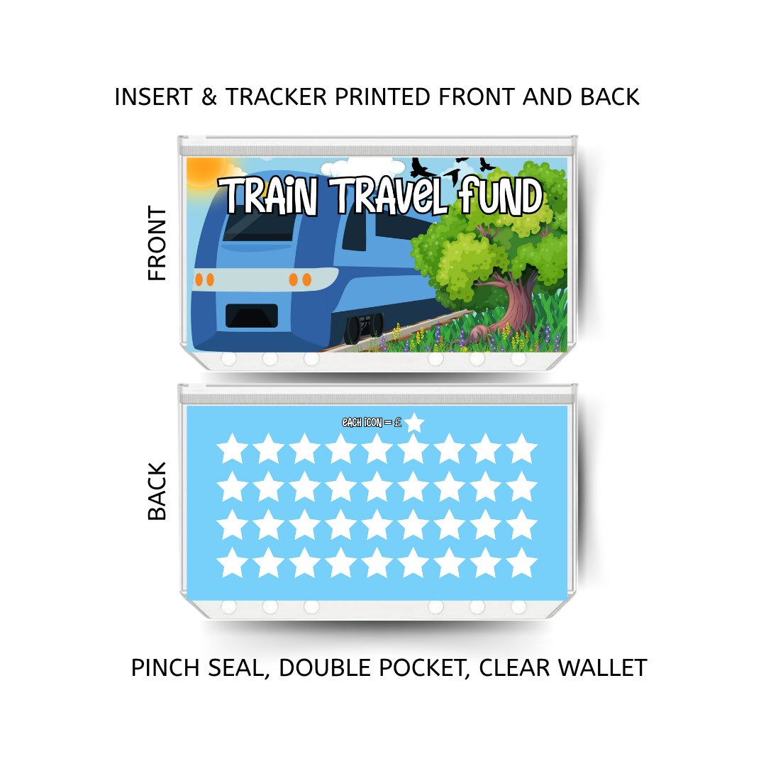 TRAIN TRAVEL savings double insert & tracker plus a clear, twin pocket, pinch seal wallet