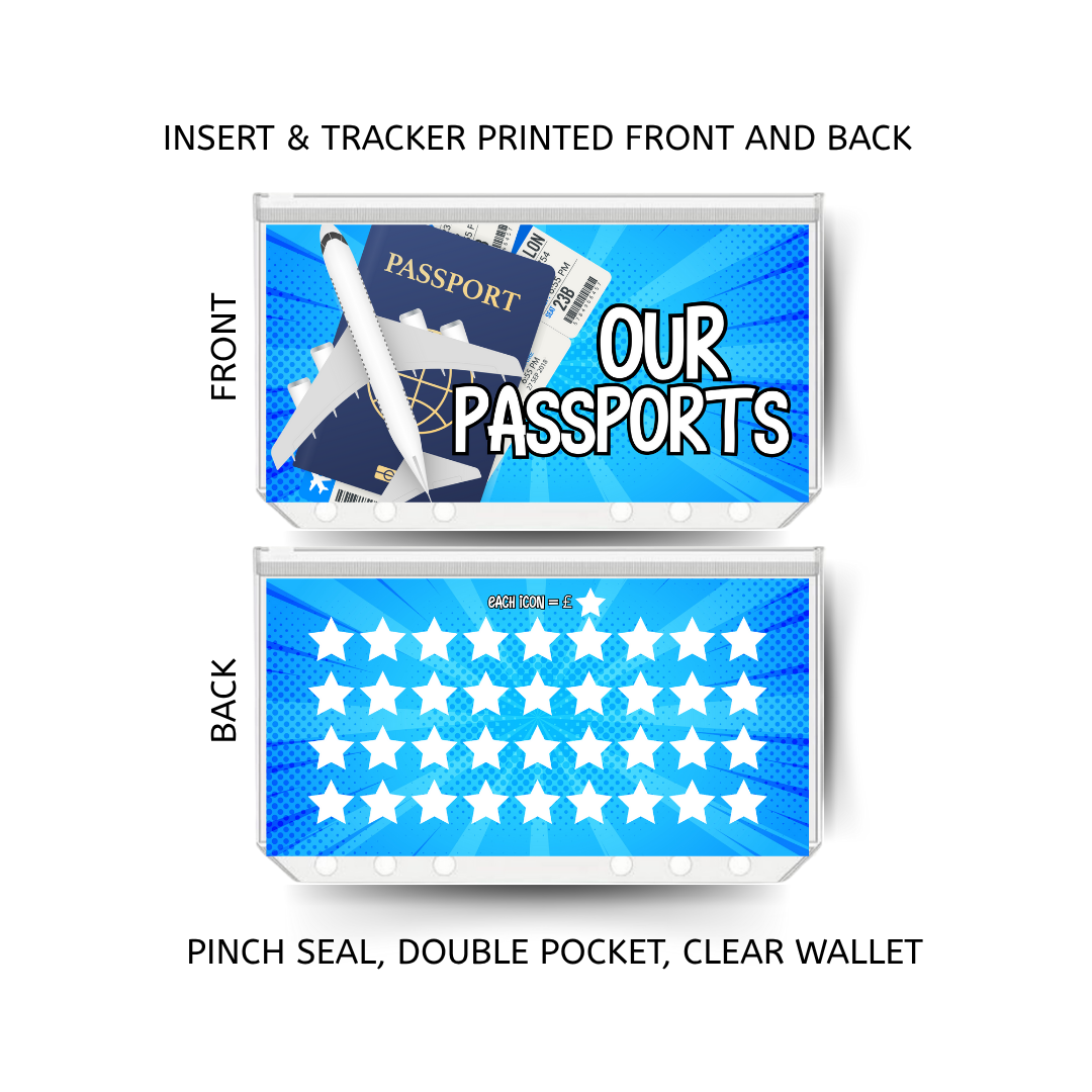 PASSPORTS savings double insert & tracker plus a clear, twin pocket, pinch seal wallet