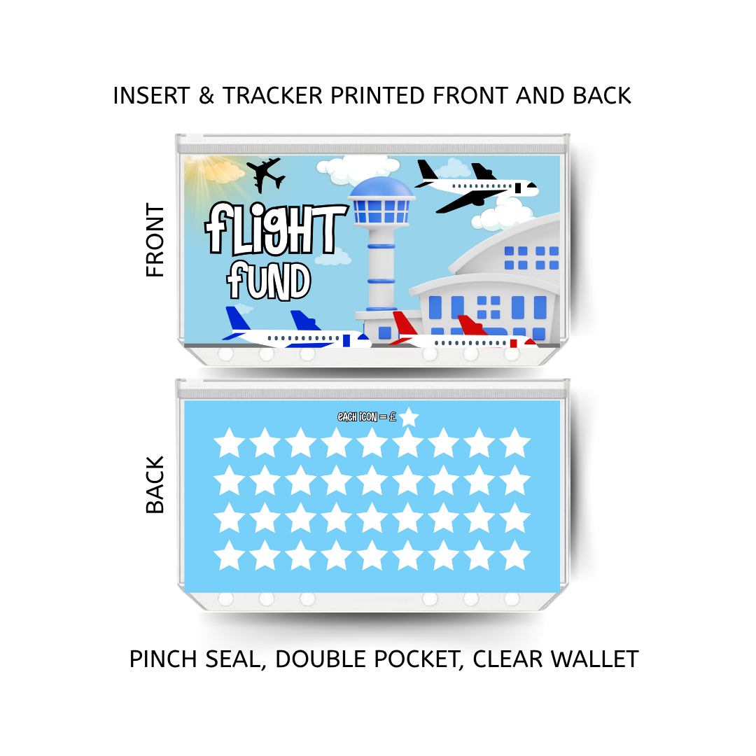 FLIGHTS savings double insert & tracker plus a clear, twin pocket, pinch seal wallet