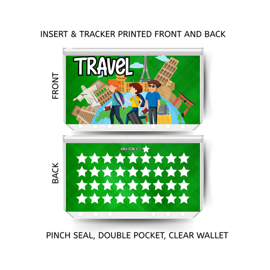TRAVEL savings double insert & tracker plus a clear, twin pocket, pinch seal wallet