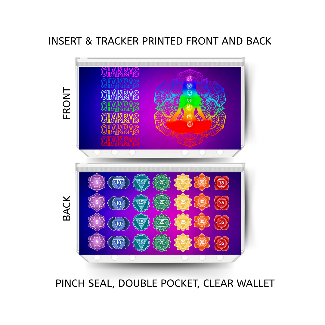 CHAKRAS savings double insert & tracker plus a clear, twin pocket, pinch seal wallet
