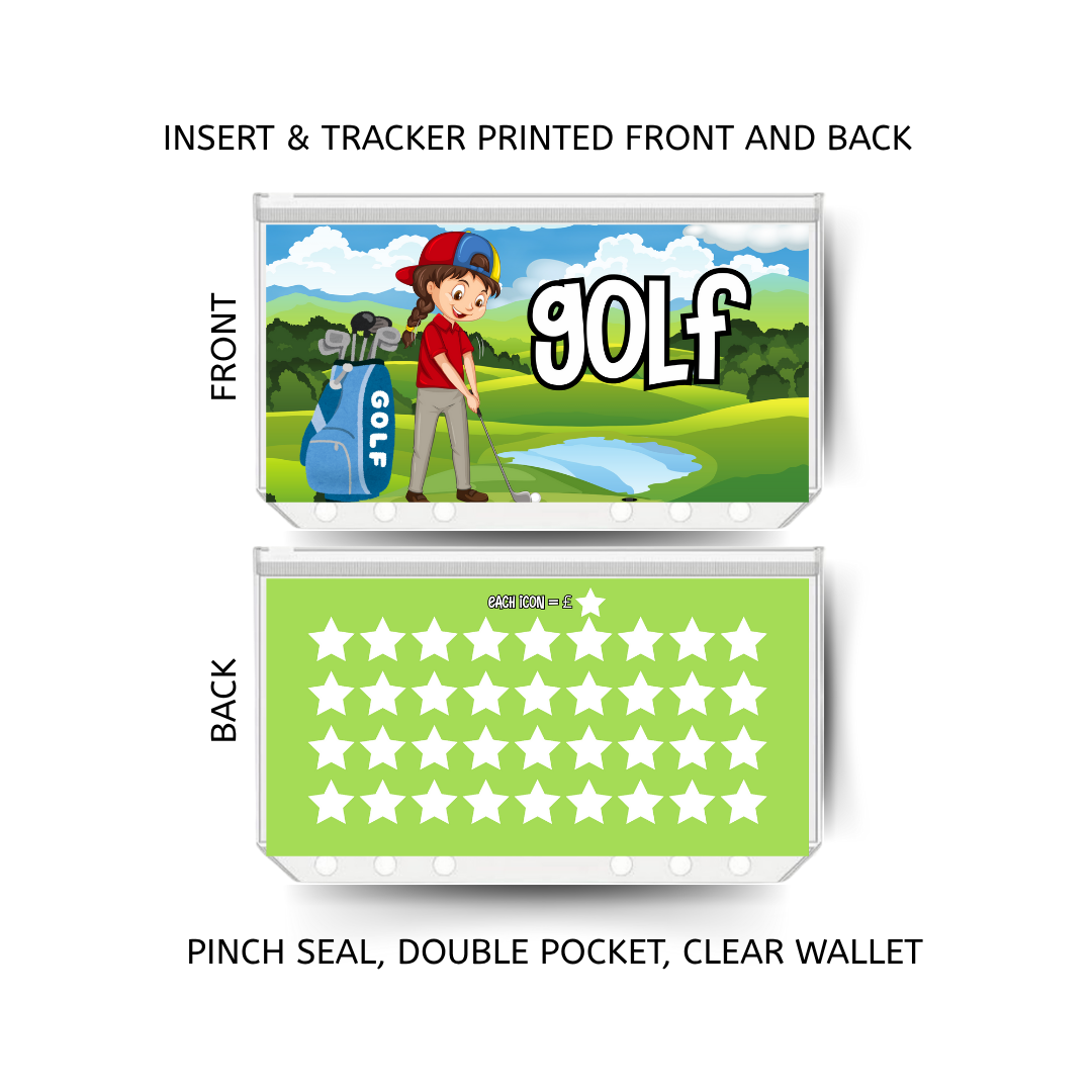 GOLF savings double insert & tracker plus a clear, twin pocket, pinch seal wallet