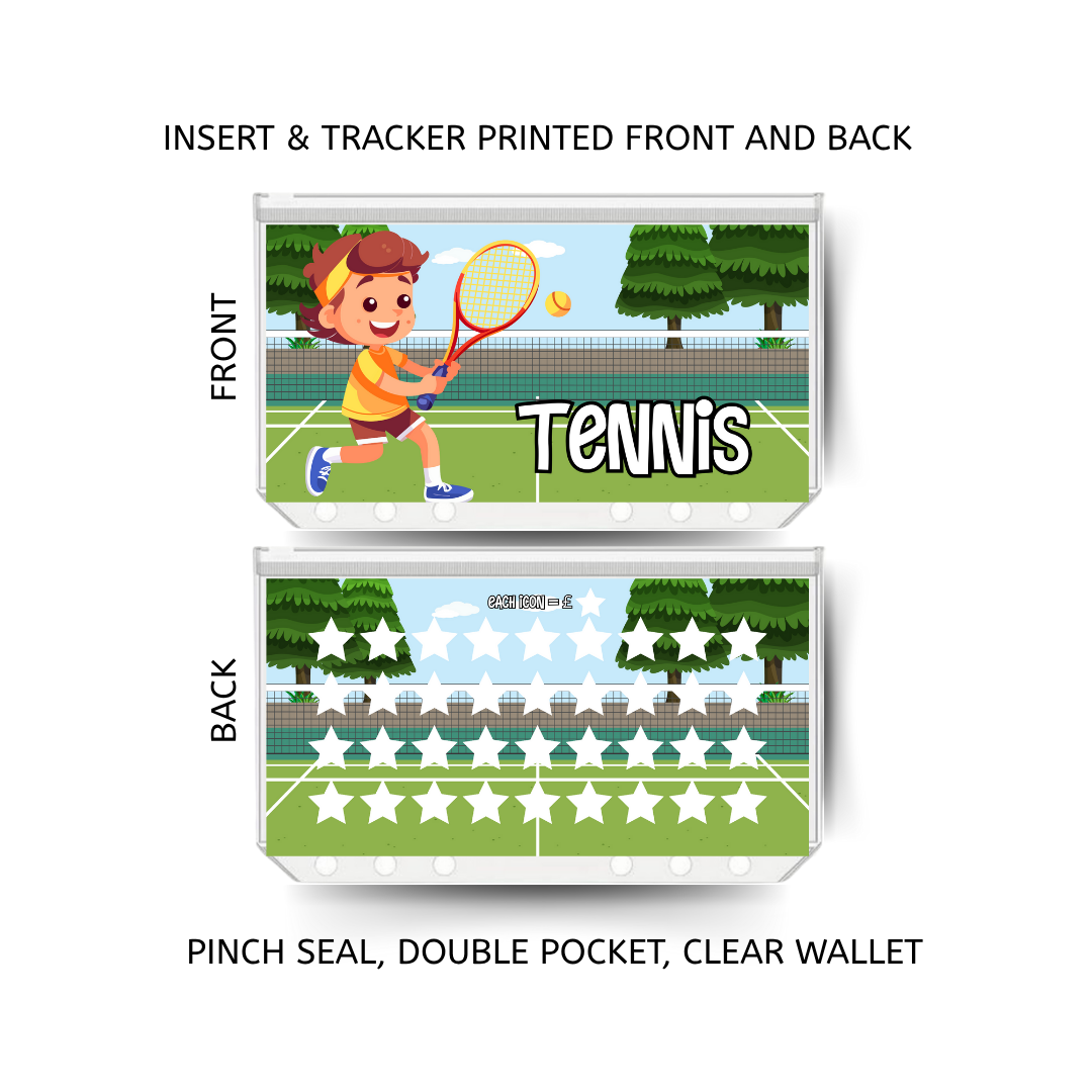 TENNIS savings double insert & tracker plus a clear, twin pocket, pinch seal wallet