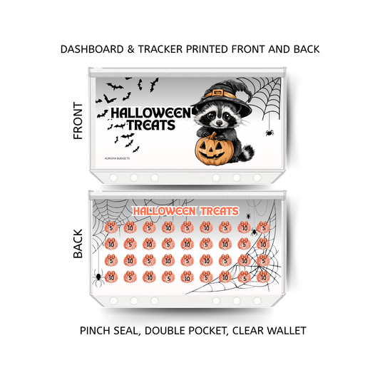 HALLOWEEN TREATS savings double insert & tracker plus a clear, twin pocket, pinch seal wallet for A6 binder