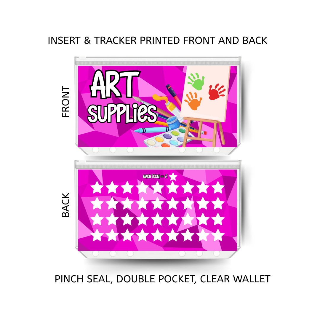ART SUPPLIES savings double insert & tracker plus a clear, twin pocket, pinch seal wallet