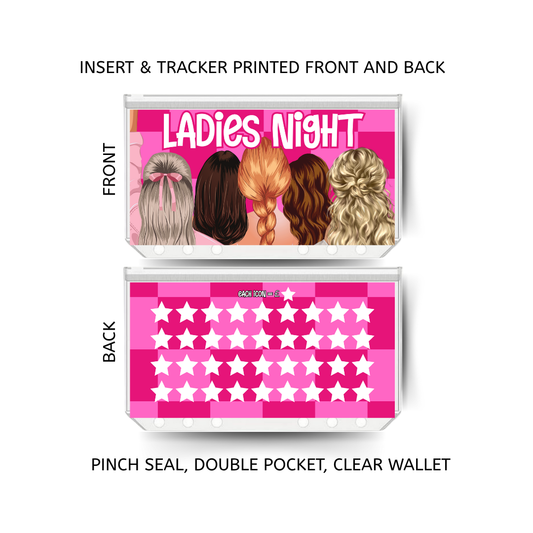 LADIES NIGHT savings double insert & tracker plus a clear, twin pocket, pinch seal wallet
