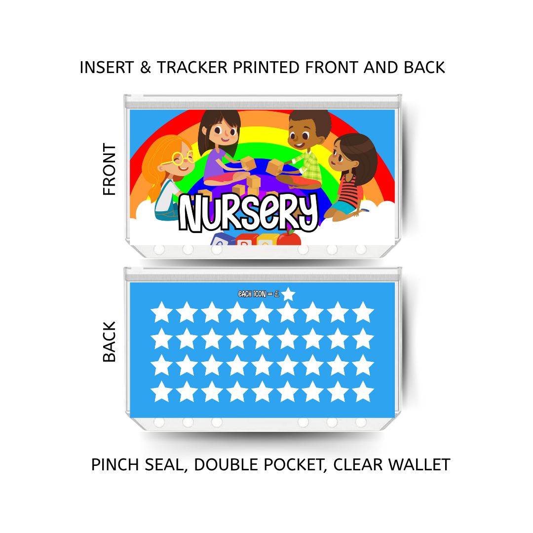 NURSERY savings double insert & tracker plus a clear, twin pocket, pinch seal wallet