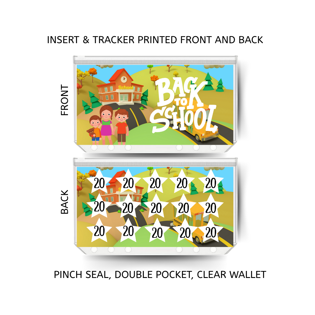 BACK TO SCHOOL savings double insert & tracker plus a clear, twin pocket, pinch seal wallet