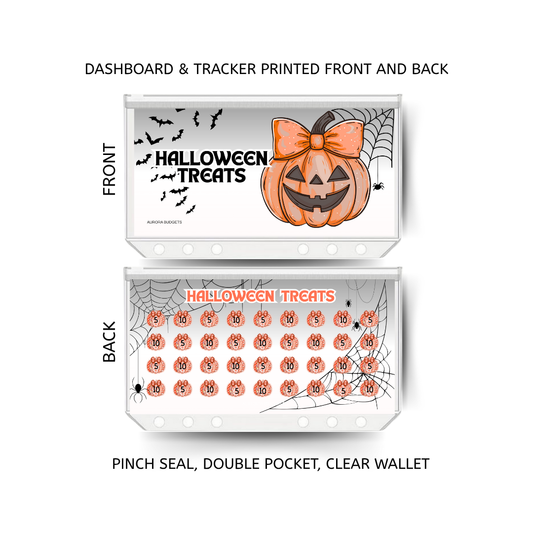 HALLOWEEN TREATS savings double insert & tracker plus a clear, twin pocket, pinch seal wallet for A6 binder