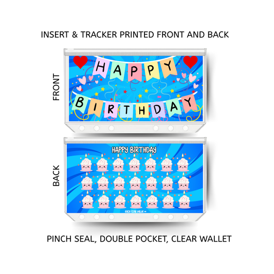 BIRTHDAY savings double insert & tracker plus a clear, twin pocket, pinch seal wallet