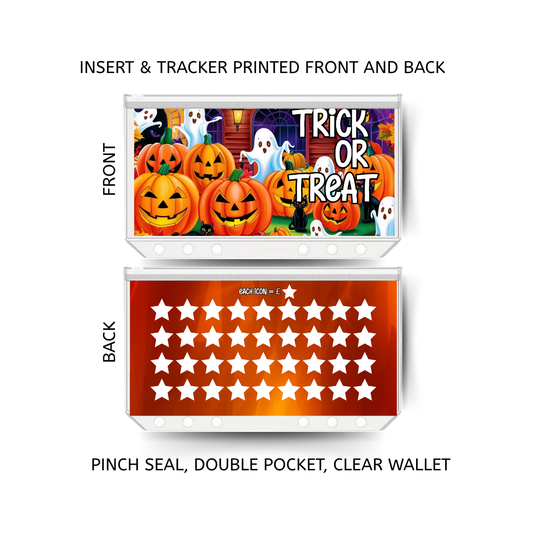 HALLOWEEN savings double insert & tracker plus a clear, twin pocket, pinch seal wallet