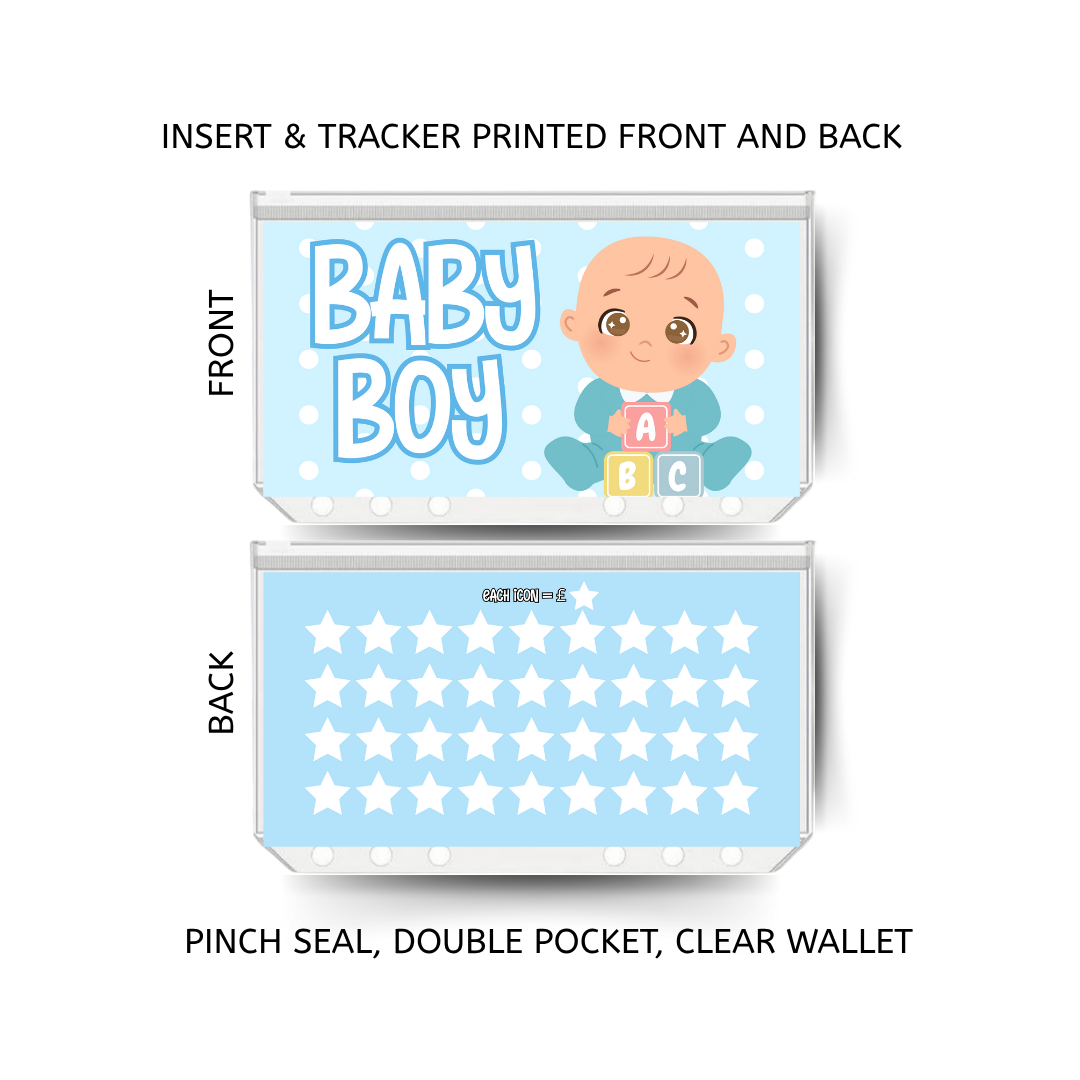 BABY BOY savings double insert & tracker plus a clear, twin pocket, pinch seal wallet