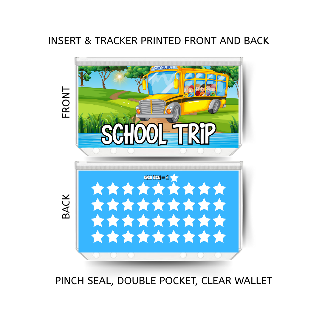 SCHOOL TRIP savings double insert & tracker plus a clear, twin pocket, pinch seal wallet