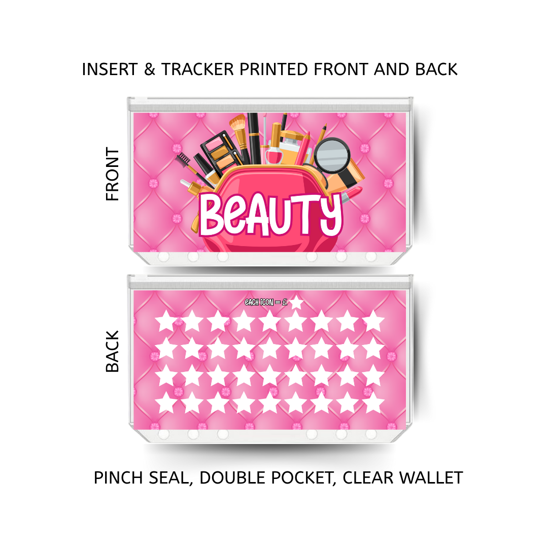 BEAUTY savings double insert & tracker plus a clear, twin pocket, pinch seal wallet