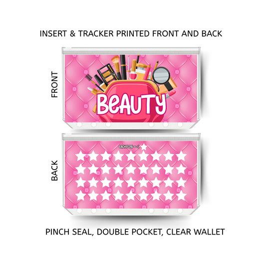 BEAUTY savings double insert & tracker plus a clear, twin pocket, pinch seal wallet