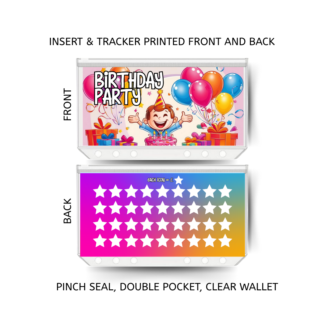 BIRTHDAY savings double insert & tracker plus a clear, twin pocket, pinch seal wallet
