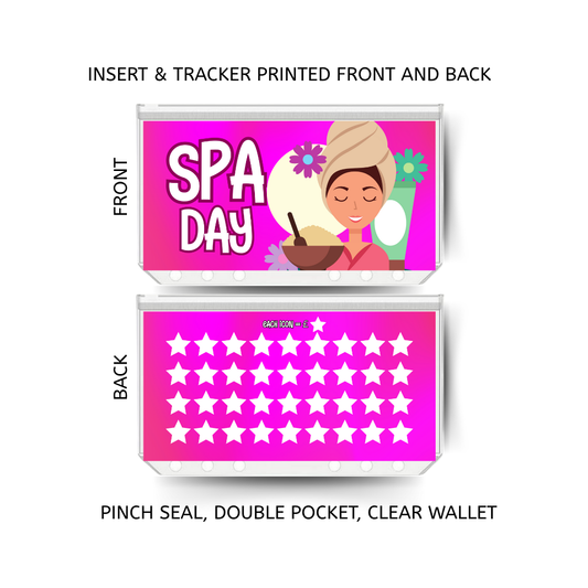 SPA DAY savings double insert & tracker plus a clear, twin pocket, pinch seal wallet