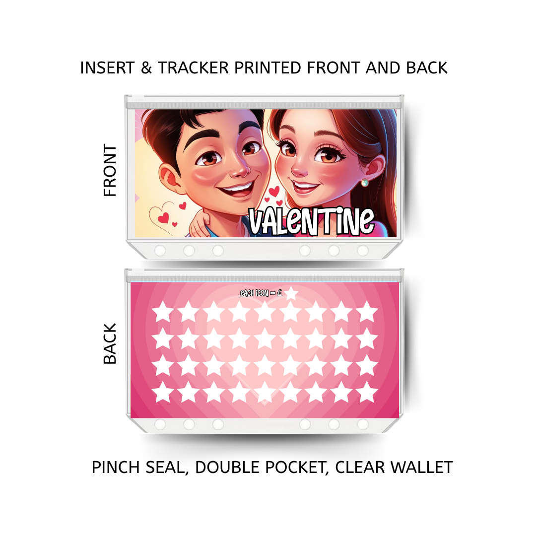 VALENTINE savings double insert & tracker plus a clear, twin pocket, pinch seal wallet