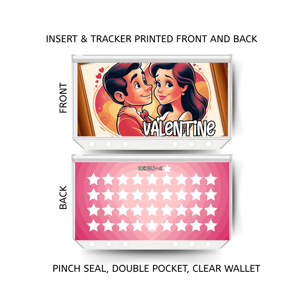 VALENTINE savings double insert & tracker plus a clear, twin pocket, pinch seal wallet